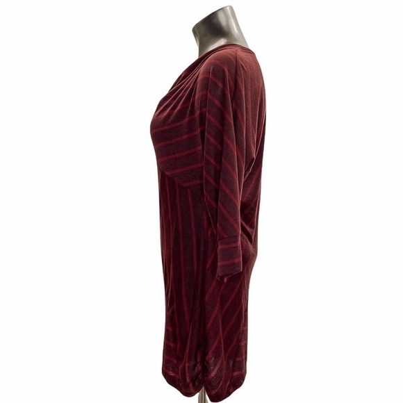 MAI Tai Red Burgundy Striped Cowl Neck Blouse - Picture 3 of 12